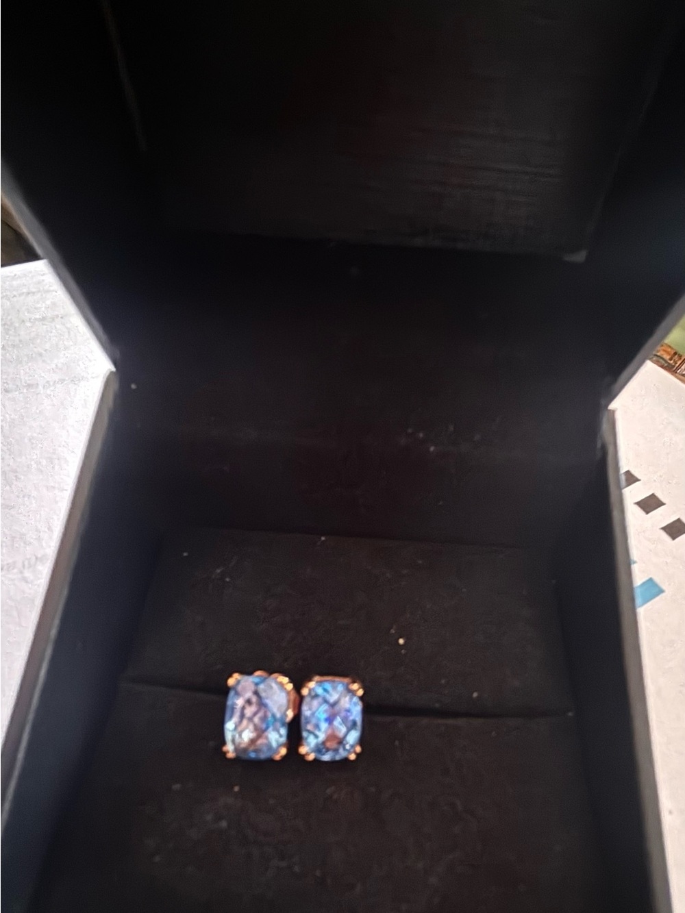 LeVian 925 Sterling Silver Rose Gold Plated 2.8 cts Blue Topaz Stud Earrings